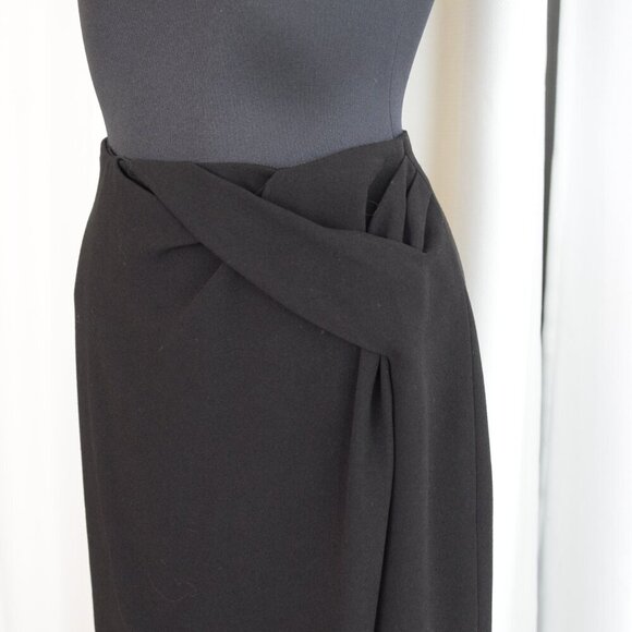 Burberry Black Gathered Wrap Midi Skirt Sz 4 - Picture 4 of 7